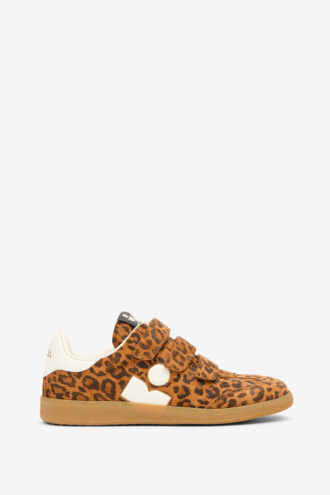 Adidași joși din piele de vițel și piele de oaie cu imprimeu leopard