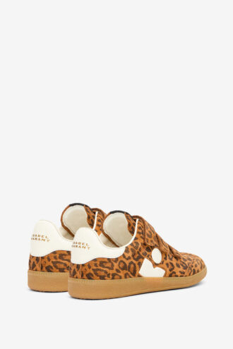 Adidași joși din piele de vițel și piele de oaie cu imprimeu leopard