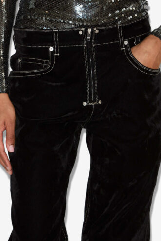 Blugi din denim cu croi larg din catifea Stelyna