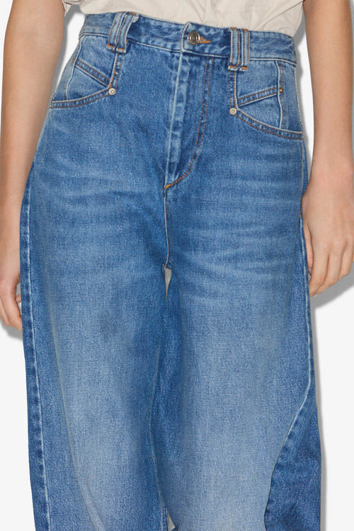Blugi din denim cu talie înaltă și croi larg Lemony Blugi din denim cu talie înaltă și croi larg Lemony