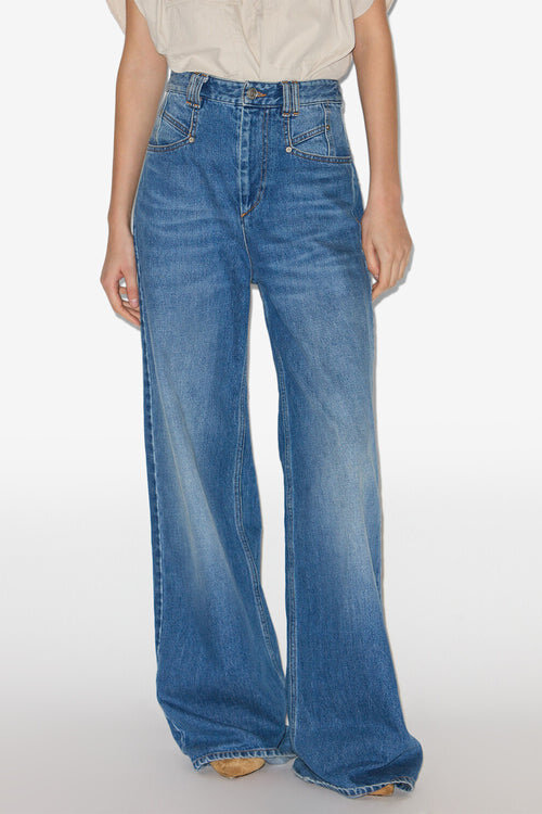 Blugi din denim cu talie înaltă și croi larg Lemony Blugi din denim cu talie înaltă și croi larg Lemony