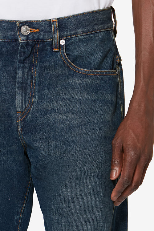 Blugi Lewys din denim decolorat cu 5 buzunare Blugi Lewys din denim decolorat cu 5 buzunare