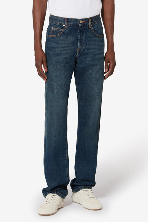 Blugi Lewys din denim decolorat cu 5 buzunare Blugi Lewys din denim decolorat cu 5 buzunare