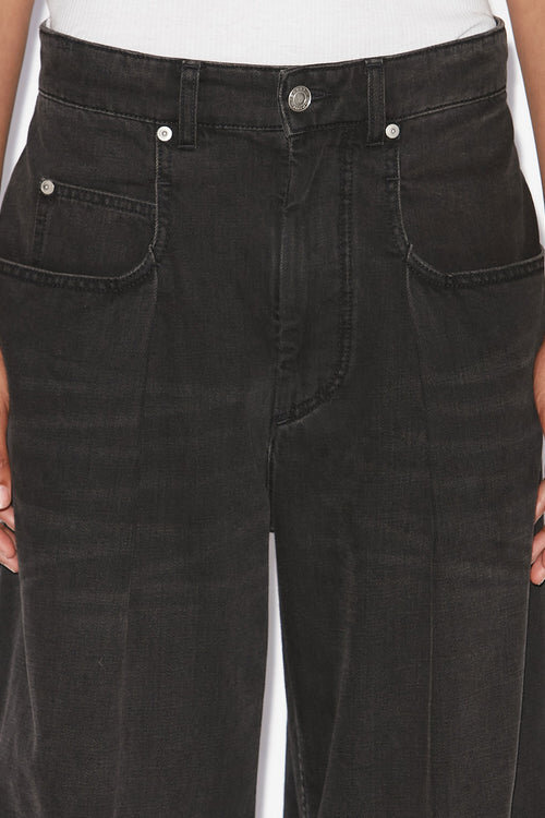 Blugi Rachelle din denim, cu croi larg și pliuri Blugi Rachelle din denim, cu croi larg și pliuri