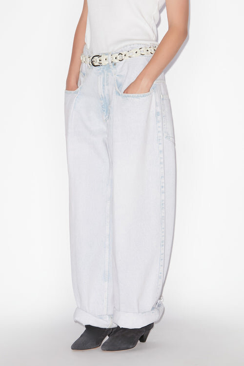 Blugi Rachelle din denim, cu croi larg și pliuri Blugi Rachelle din denim, cu croi larg și pliuri