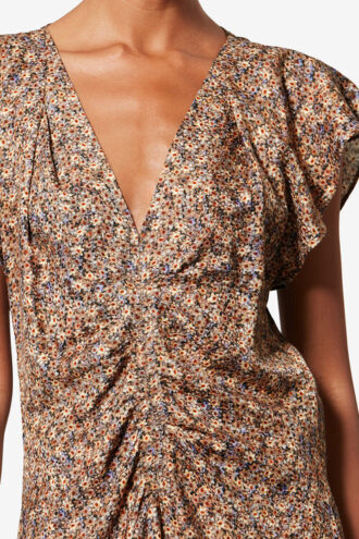 Bluză Lonea din jacquard de mătase cu imprimeu floral drapat Bluză Lonea din jacquard de mătase cu imprimeu floral drapat