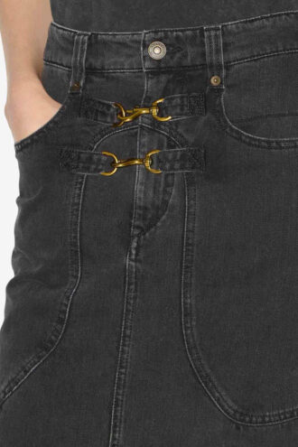 Fustă din denim Pavina cu cârlige