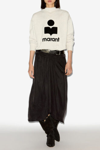 Fustă midi din satin cu pliuri Zoan Fustă midi din satin cu pliuri Zoan