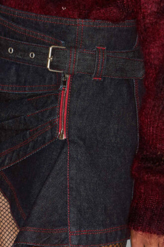 Fustă mini din denim drapat Siyen