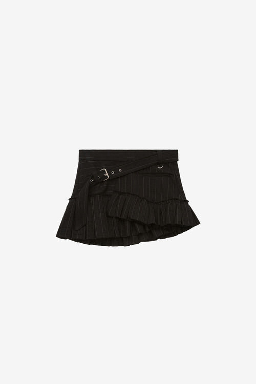 Fustă mini Maddy din lână virgină cu dungi tenis Fustă mini Maddy din lână virgină cu dungi tenis