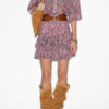 Fusta Naomi din voal de bumbac imprimat smocked
