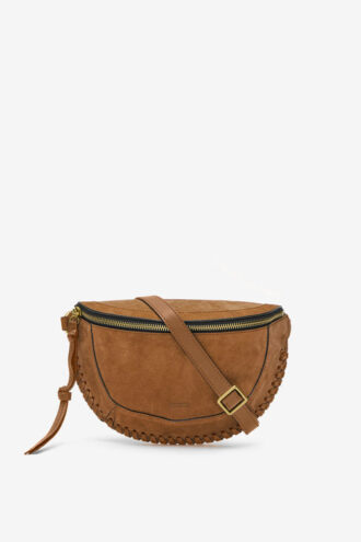 Geantă Banana Skano din piele de vițel suede cognac
