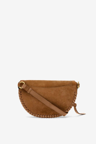 Geantă Banana Skano din piele de vițel suede cognac