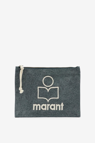 Geantă clutch din bumbac decolorat cu logo Netia
