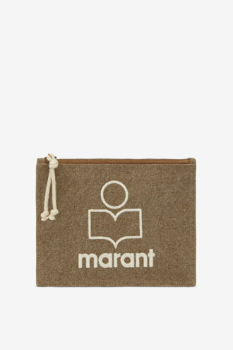 Geantă clutch din bumbac decolorat cu logo Netia