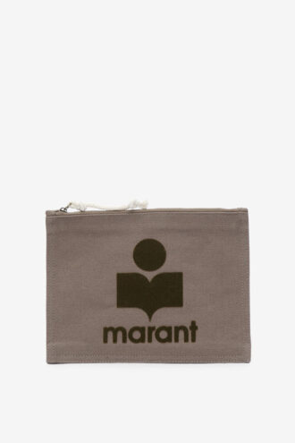 Geantă clutch din bumbac decolorat cu logo Netia