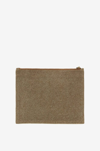 Geantă clutch din bumbac decolorat cu logo Netia