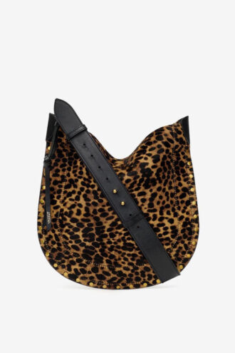 Geantă Oskan Soft din piele în stil „Pony” cu imprimeu leopard