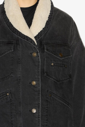Jacheta din denim și blană artificială Pimia