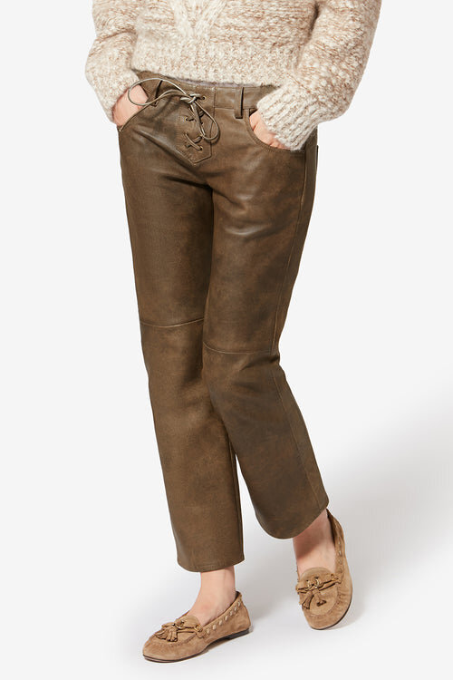 Pantaloni din piele de miel lucioasă Vanel Pantaloni din piele de miel lucioasă Vanel