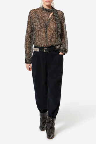 Pantaloni largi din bumbac twill Opalyna Pantaloni largi din bumbac twill Opalyna