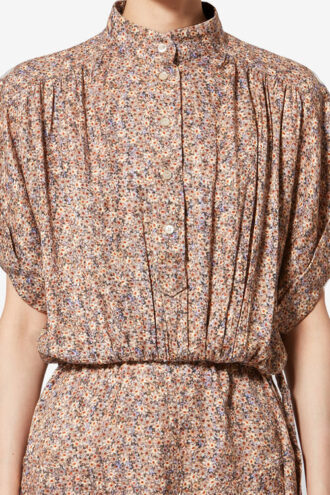 Rochie lungă din jacquard de mătase cu imprimeu floral Ansley