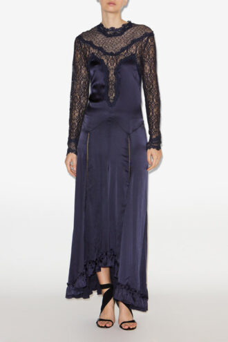 Rochie lungă din satin și dantelă Dolores