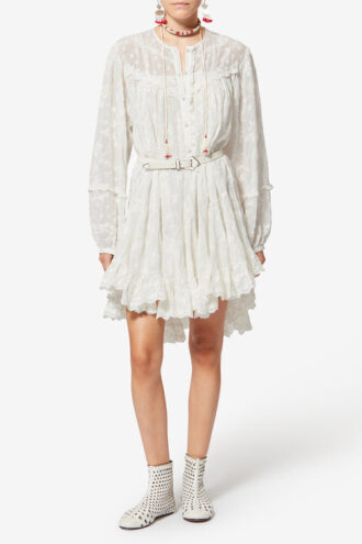 Rochie scurtă din bumbac și mătase cu imprimeu floral Zame