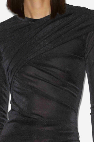 Rochie scurtă drapată din jersey Lurex Denise