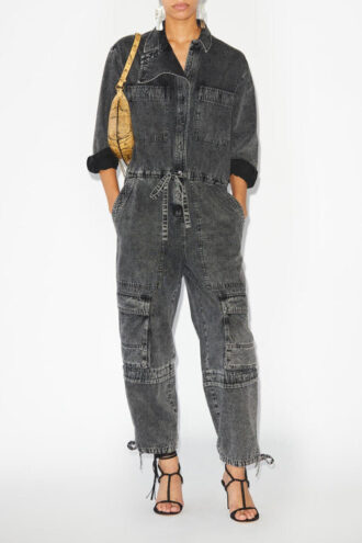 Salopetă din bumbac denim Idany cu mâneci lungi