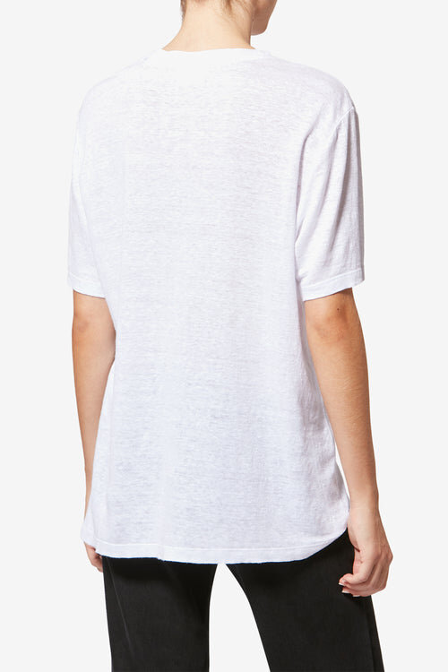 Tricou din in de culoare simplă cu logo Zewel Tricou din in de culoare simplă cu logo Zewel