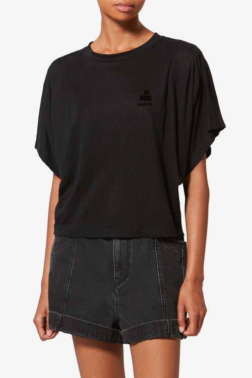 Tricou din in Kyanzae cu logo Tricou din in Kyanzae cu logo
