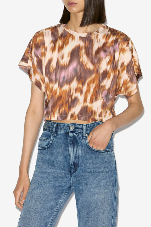 Tricou scurt din bumbac cu imprimeu acuarelă Zilia Tricou scurt din bumbac cu imprimeu acuarelă Zilia